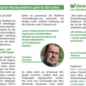 Digitale Wanderplattform geht im SGV online